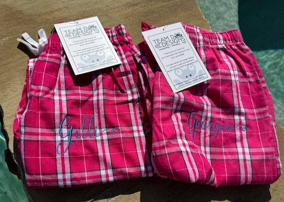 Sale/ladies Monogrammed Plaid Pajama Pants/pink Plaid Pj Pant/ Navy Plaid  Pj Pant/free Monogram Pj's/fast Ship Ladies Pj Pant 