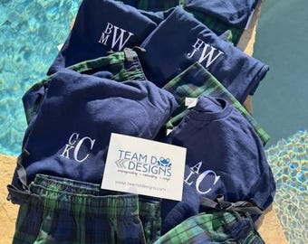 UNISEX Monogrammed Flannel Cotton Plaid Pajama Pant/ Pj Sets/XS thru 4XL Shipping Quick