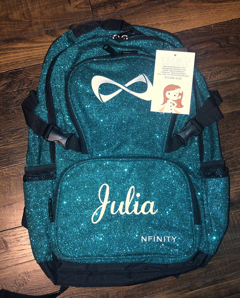 Nfinity TEAL Sparkle Backpack with embroidery/Teal with White Etsy