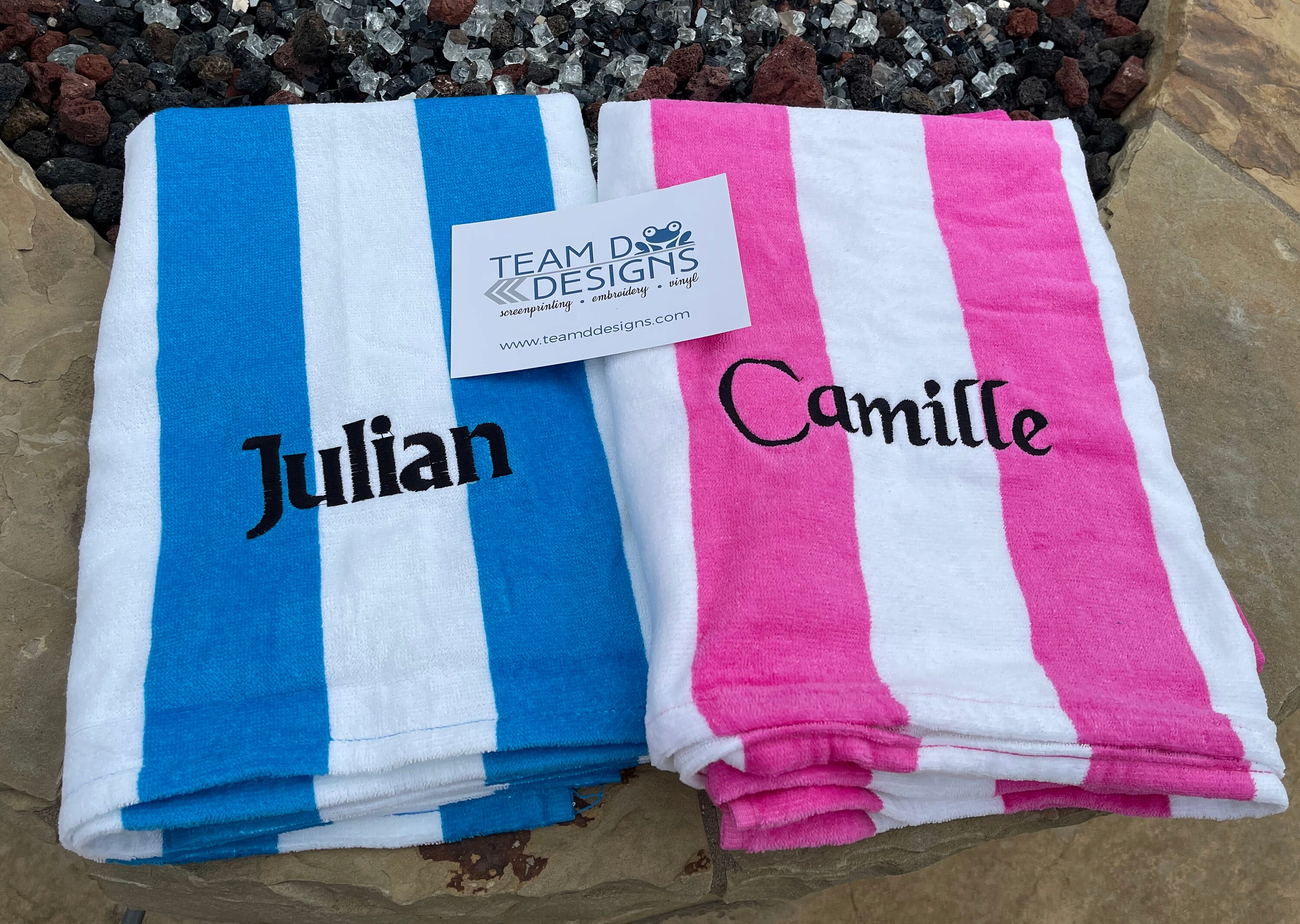 Personalized Velour Beach Towel: Embroidered Monogram, Striped or Polka ...