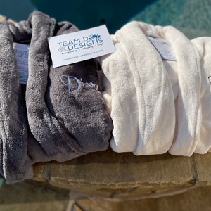 Monogrammed Plush Microfleece Shawl Collar Robe/Unisex Robe/ Large Plush Robe/ Comfy Plush Robe/Fast Ship/Bridal Gift/Couples Gift