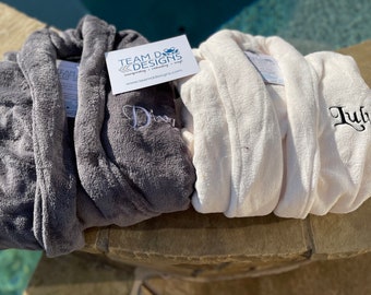 Monogrammed Plush Microfleece Shawl Collar Robe/Unisex Robe/ Large Plush Robe/ Comfy Plush Robe/Fast Ship/Bridal Gift/Couples Gift