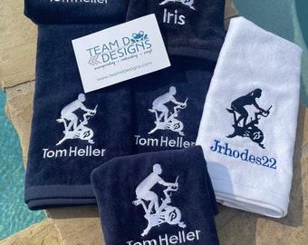 Custom Peloton Personalized Hand Towel/ Cycling Towel/ Personalized Hand Sport Towel/ Personalized Indoor Cycling Towel/ Peloton Gift