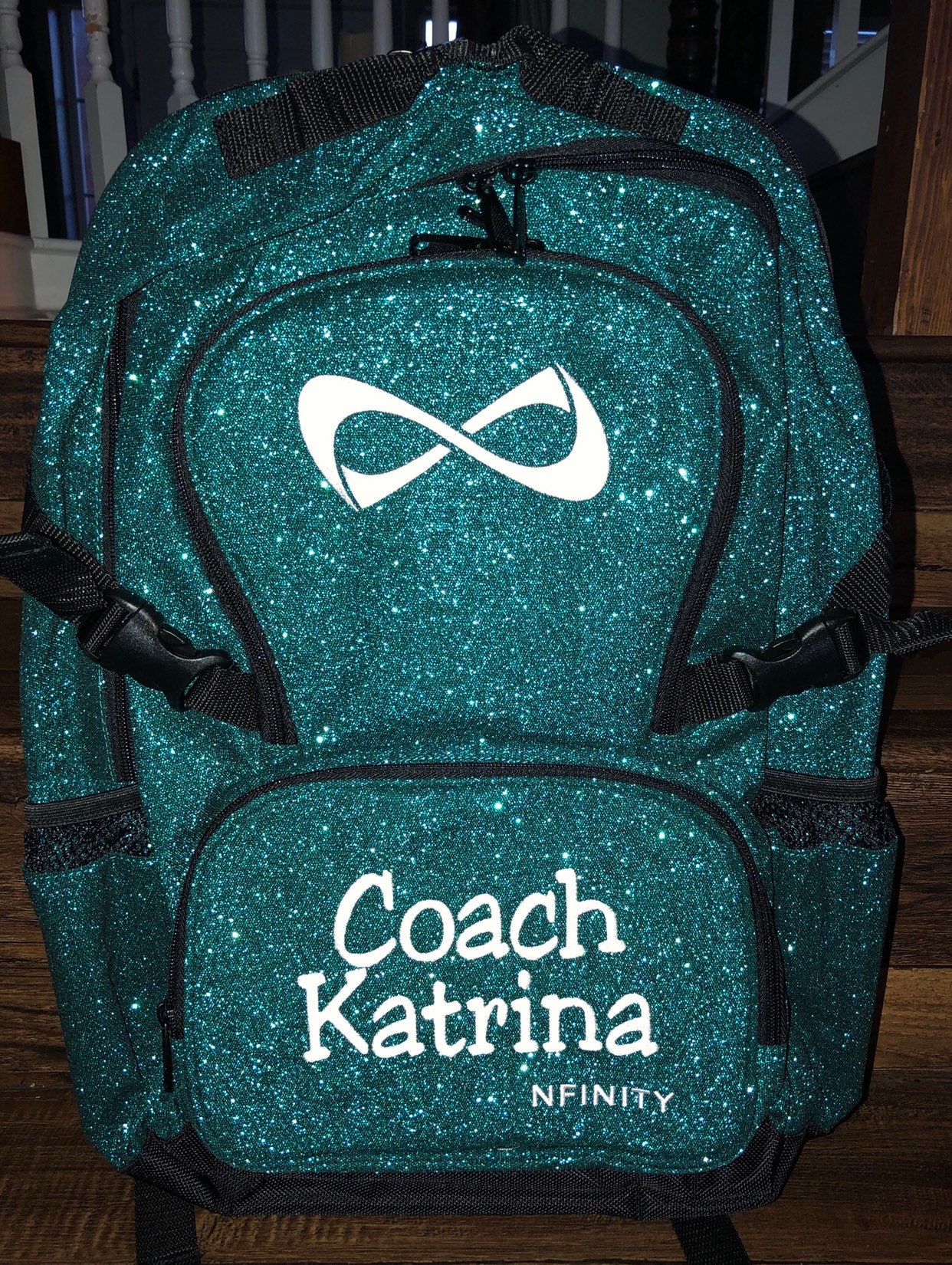 Nfinity TEAL Sparkle Backpack With Embroidery teal With White Logo