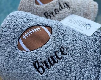 Personalized Football Blanket, Embroidered Team Gift