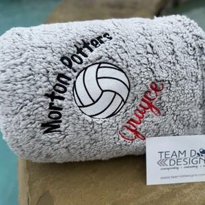 Personalized Volleyball Blanket, Embroidered Plush Fleece image 12