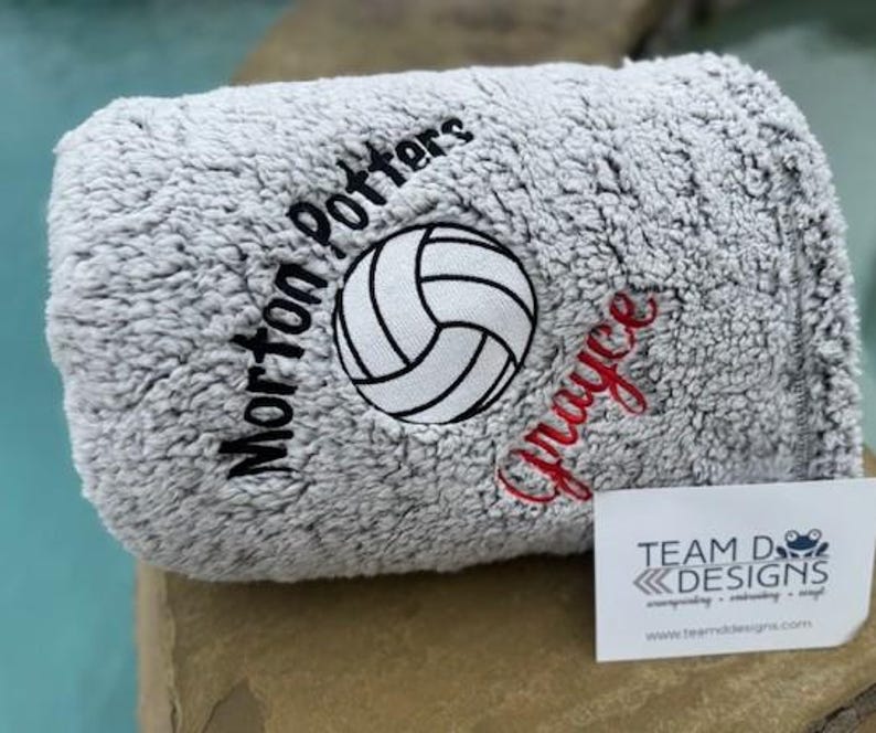 Personalized Volleyball Blanket, Embroidered Plush Fleece image 12