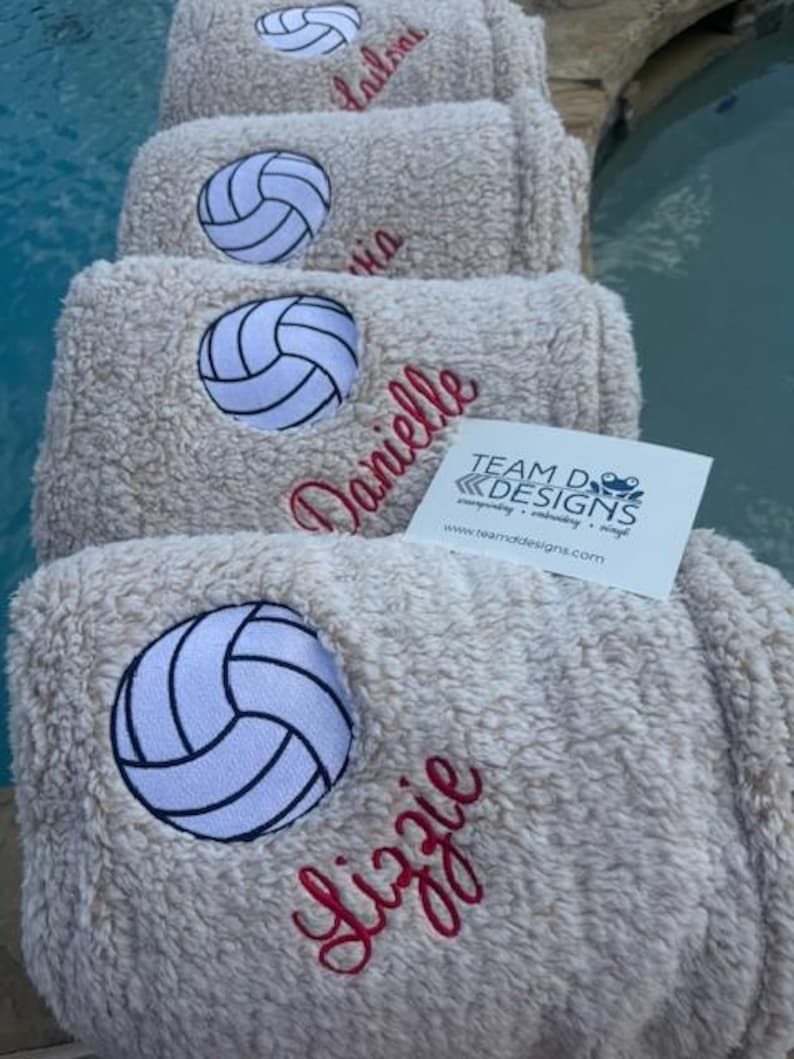 Personalized Volleyball Blanket, Embroidered Plush Fleece image 5