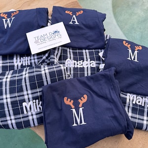 CHRISTMAS UNISEX Family Monogrammed Flannel Cotton Plaid Pajama Pant/Christmas Morning Pj Sets/XS thru 4XL Shipping Quick