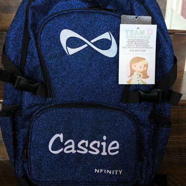 SALE Nfinity Backpack/Red Nfinity Sparkle Backpack with embroidery/Nfinity backpack/Cheer Backpack/ Free Name added