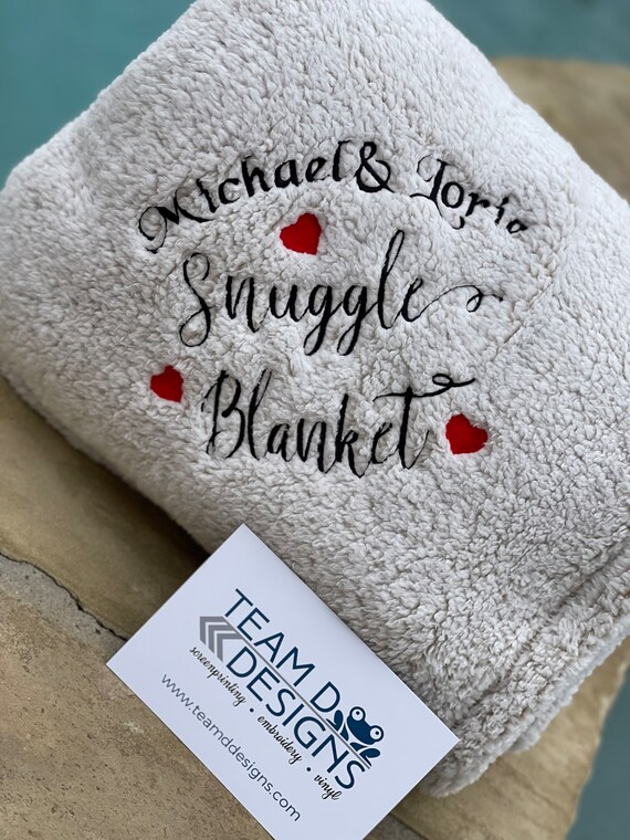 Snuggle Blanket personalized Plush Blanket snuggle Blanket Design embroidered Snuggle Gift couple Gift Valentine Blanket fast Ship Etsy