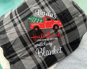 HALLMARK Movies Watching Comfy Blanket Red Green Black Plaid