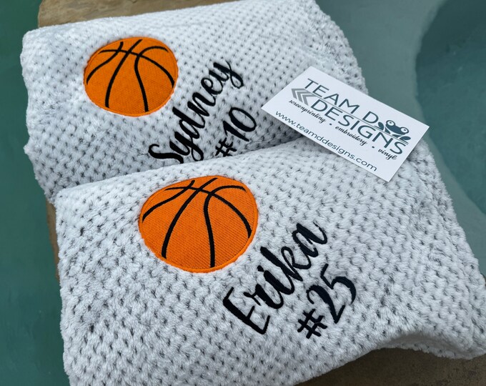 Personalized Basketball Blanket: Embroidered Plush Fleece Extra Large Sweatshirt, textured Blankets Team Gift