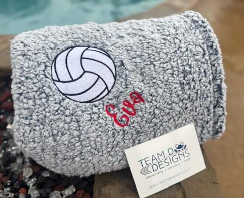 Personalized Volleyball Blanket, Embroidered Plush Fleece image 9