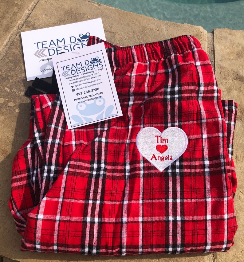 VALENTINE Pj Pants/ Heart Embroidery/be Mine/ I Love You/fast Etsy