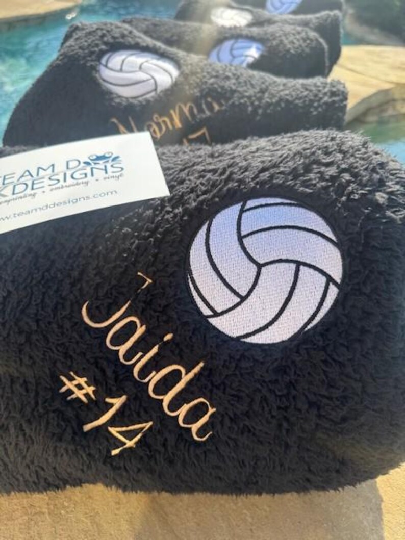 Personalized Volleyball Blanket, Embroidered Plush Fleece image 8