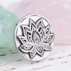 Button - Handcrafted 950 Sterling Silver Bracelet Shank Button, Lotus Button, Flower Button, Decorative Button, Bracelet Clasp, 22mm, S33