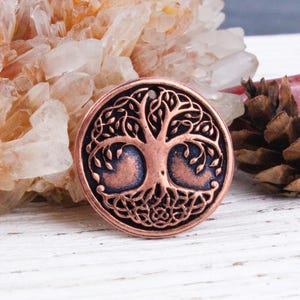 Handcrafted Solid Copper Celtic Tree of Life Pendant, Copper Fall Tree Charm, Autumn Falling Leaves, 24mm, rC271