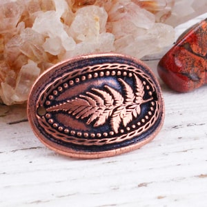 20% off Minor Flaw Handcrafted Solid Copper Fern Curved Bracelet Connector, Antique Copper Leaf Connector, Bracelet Focal, 20x28mm, C242
