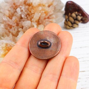Button - Handcrafted Solid Copper Alchemical Eclipse Crescent Moon Bracelet Button, Antique Copper Decorative Shank Button, 25mm, rC386 immagine 3