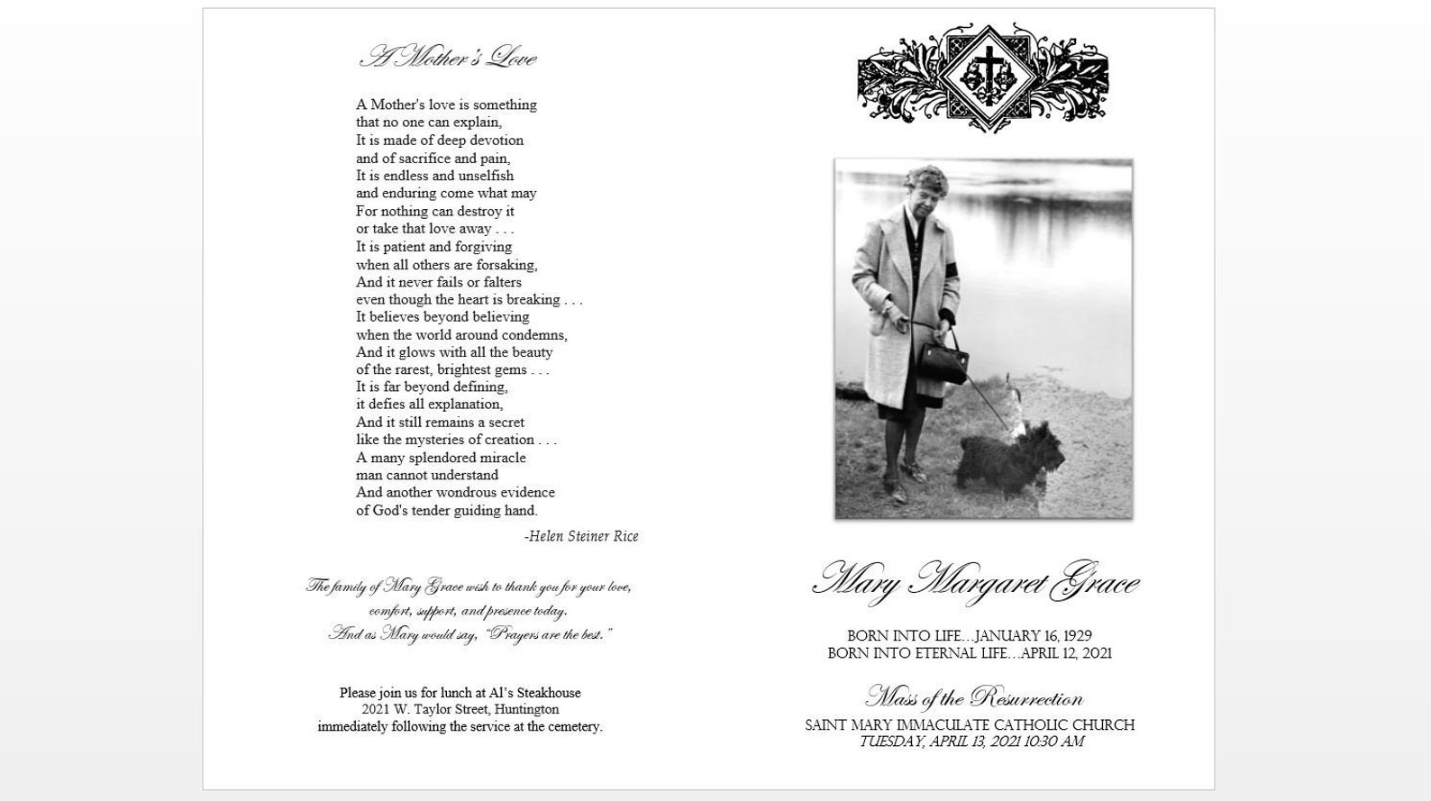 Easy Catholic Funeral Mass Program Pamphlet Brochure Template Etsy