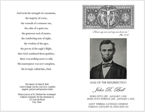 Easy Catholic Funeral Mass Program Template Etsy