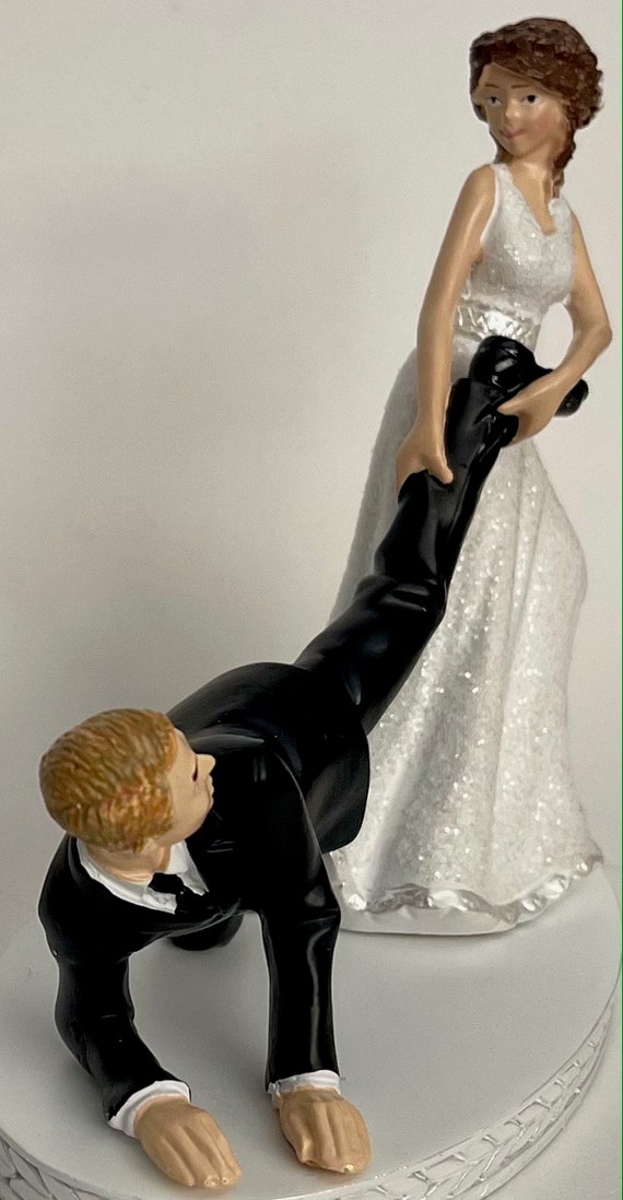New York Giants Cake Topper Bride Groom Wedding day Funny Football Theme 