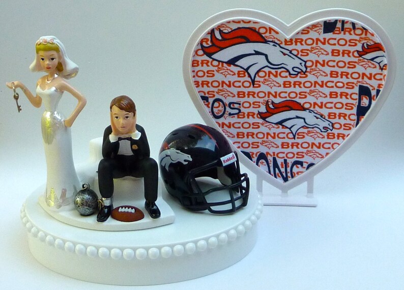 Wedding Cake Topper Denver Broncos Football Themed Ball and Etsy
