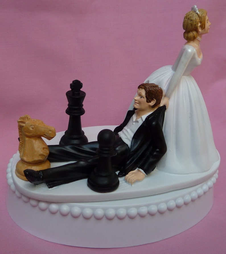 Wedding Cake Topper Chess Board Pieces Game Player Fan Etsy