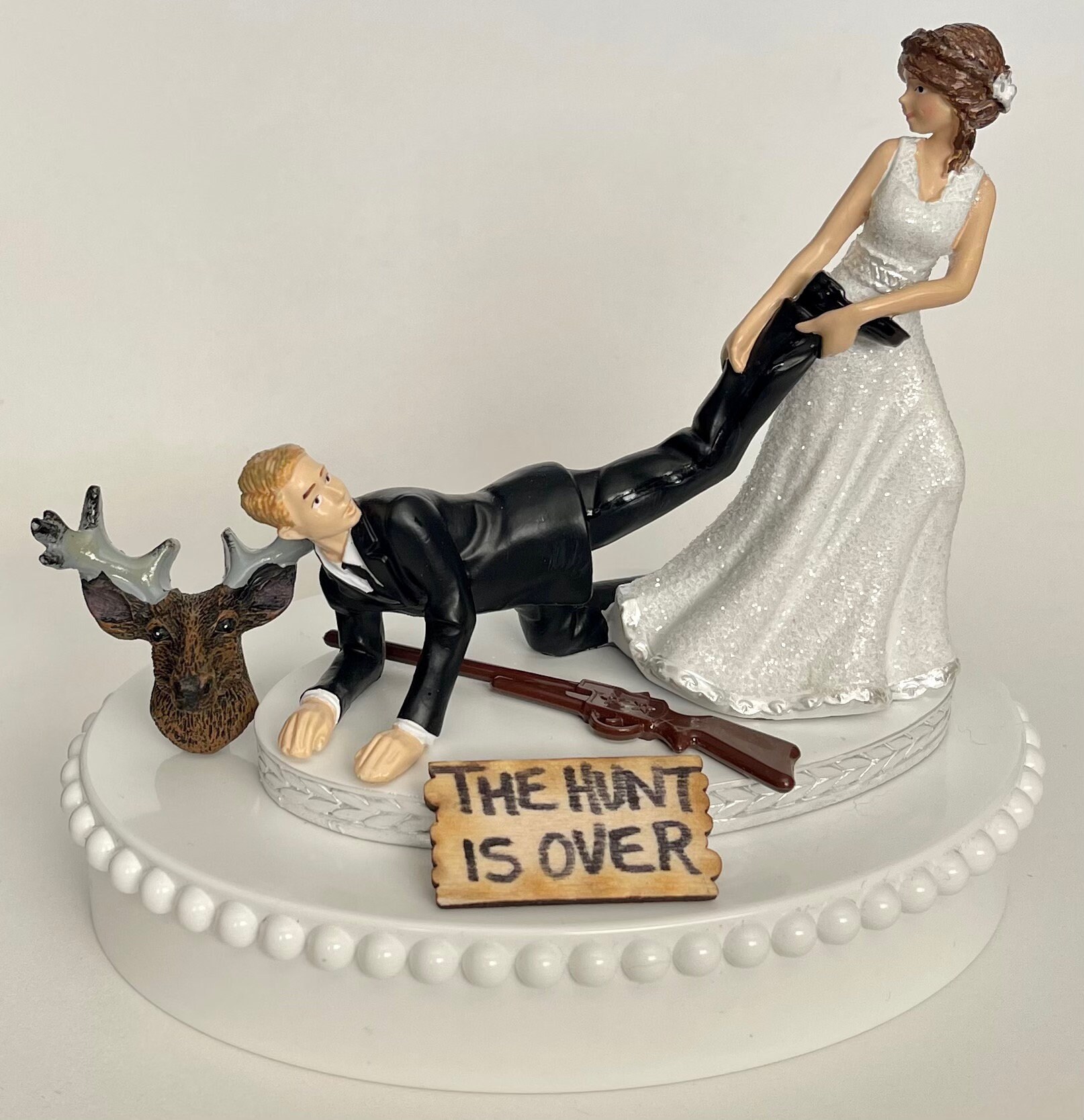 DEER HUNTING Season Funny bride WEDDING CAKE TOPPER groom TOP Get your GUN 