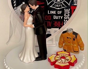 Fireman Wedding Cake Topper: Maltese Cross, Firefighter Uniform