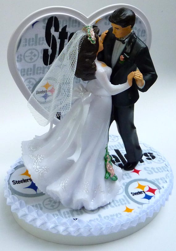 Wedding Cake Topper Pittsburgh Steelers Themed Football Couple Etsy