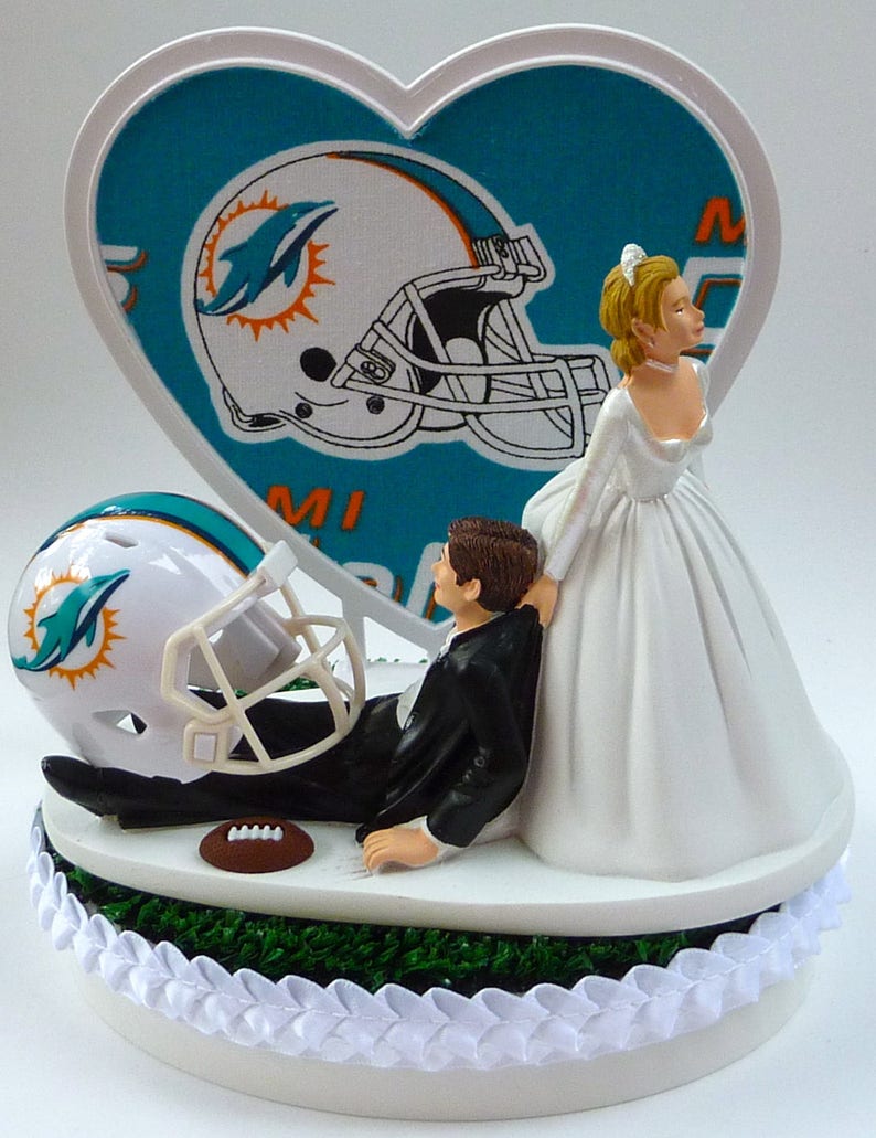 Wedding Cake Topper Miami Dolphins Football Themed w