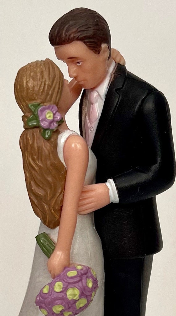 Wedding Cake Topper NY New York Yankees Themed Clear Couple Dancing w/Garter Fun 