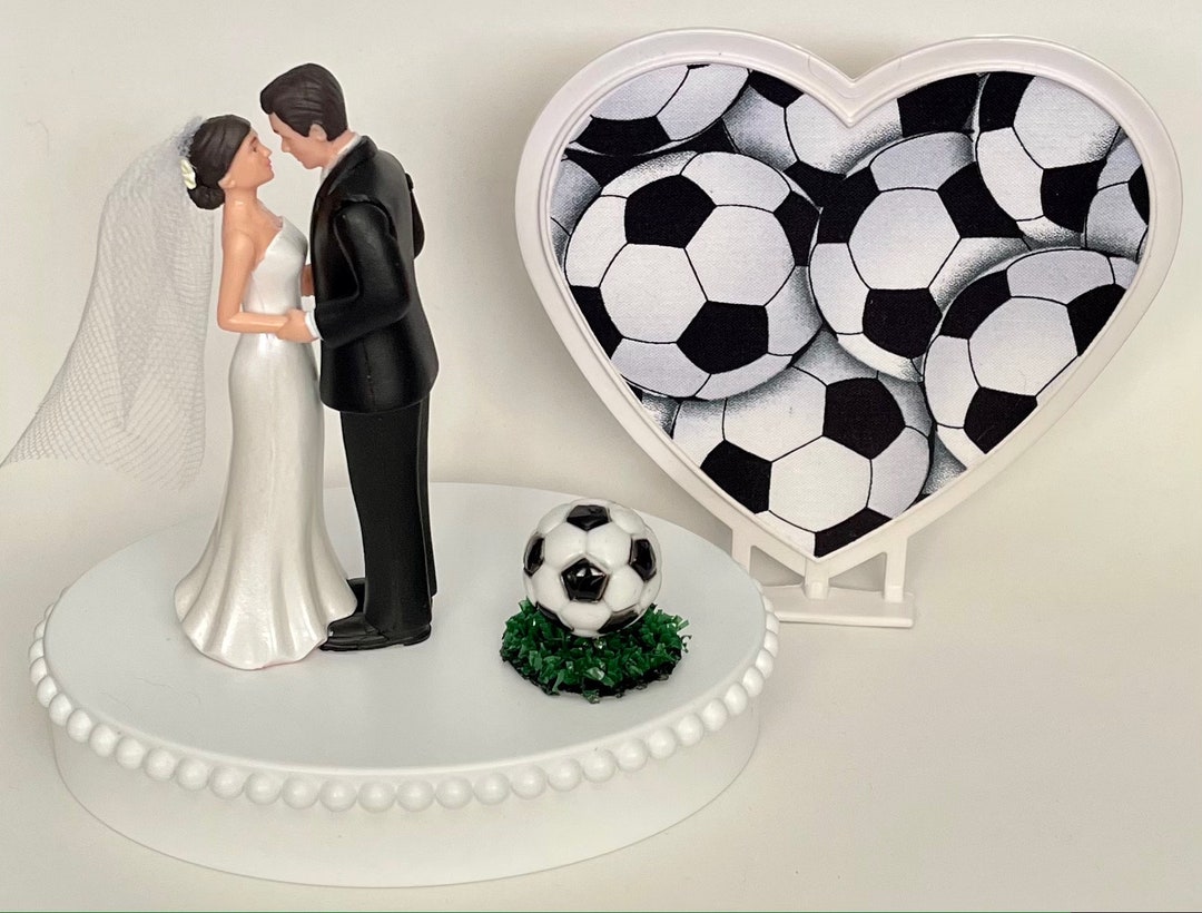 Wedding Cake Topper Soccer Themed Sports Fans Ball Turf Pretty Short