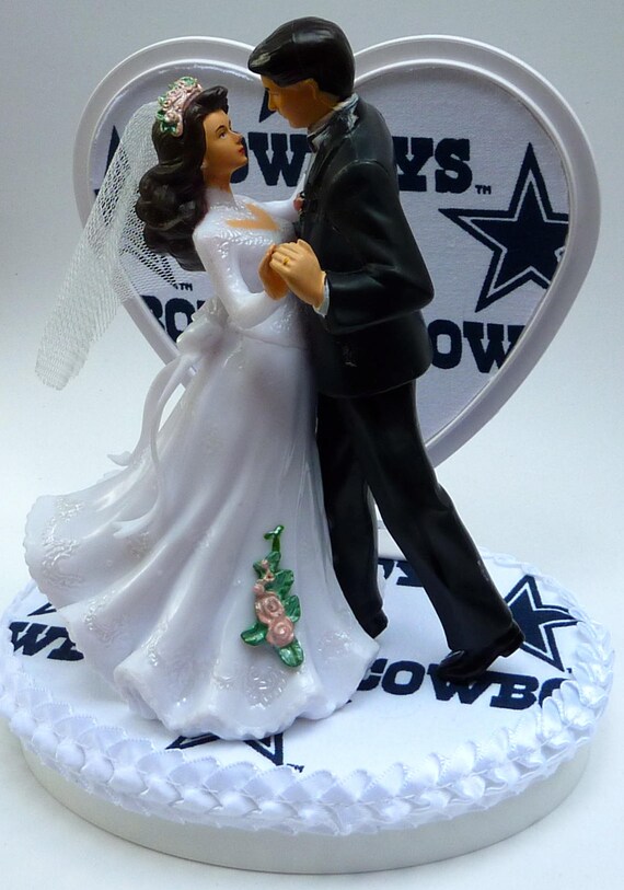 Wedding Cake Topper Dallas Cowboys Themed White Fabric Couple Etsy