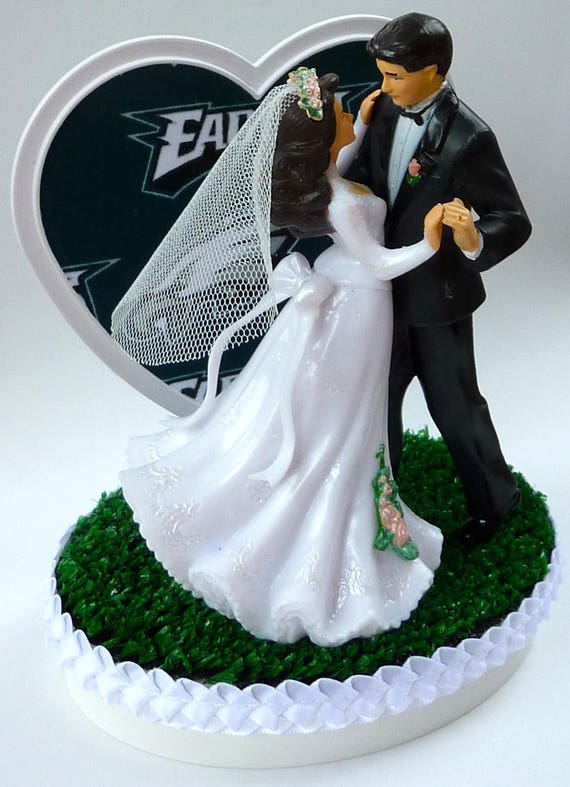Wedding Cake Topper Philadelphia Eagles Themed Football Bride Etsy
