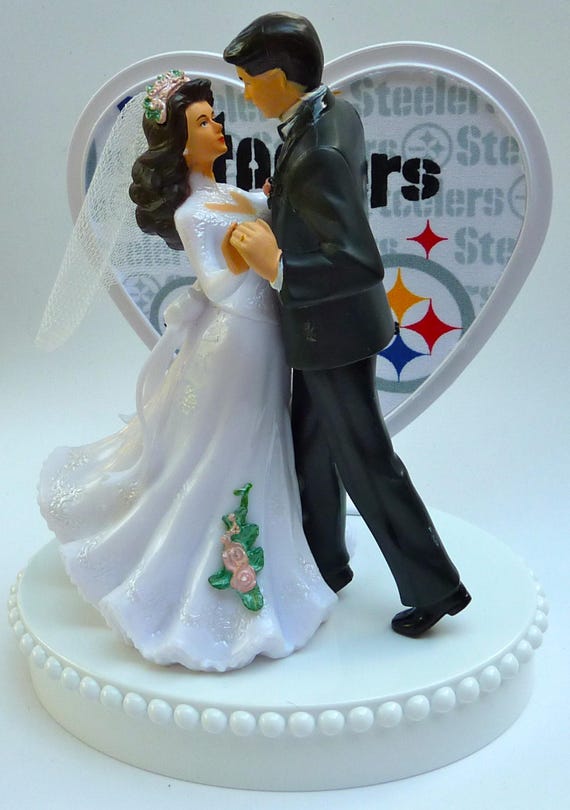 Wedding Cake Topper Pittsburgh Steelers Themed Football Couple Etsy