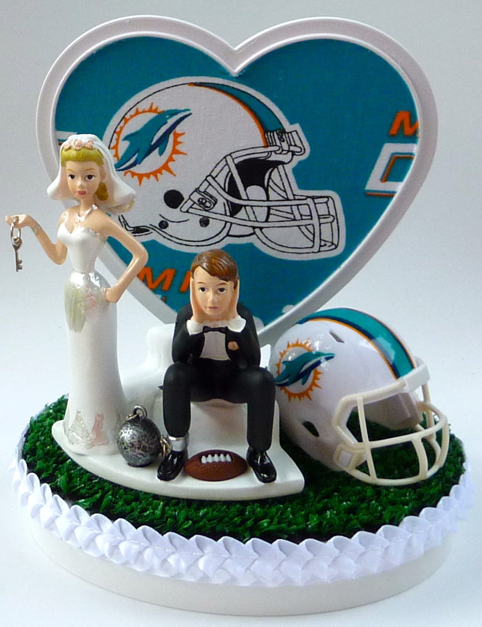 Wedding Cake Topper Miami Dolphins Football Themed Ball
