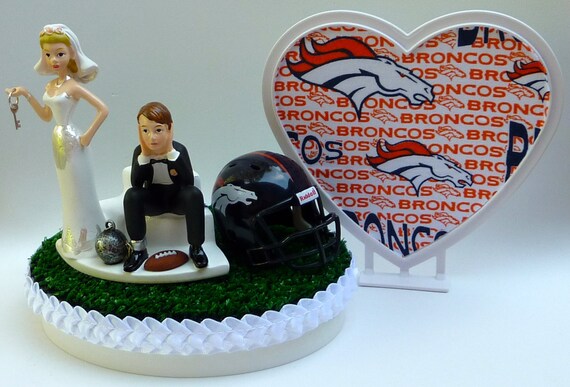Wedding Cake Topper Denver Broncos Football Themed Ball And Etsy