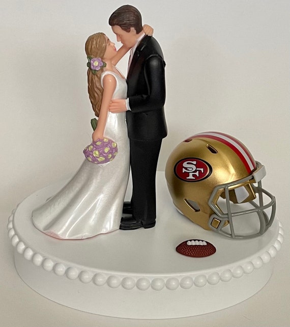 Wedding Cake Topper San Francisco 49ers Football Themed Beautiful  Long-haired Bride Groom Sports Fans One-of-a-kind Reception Bridal Gift -   Norway