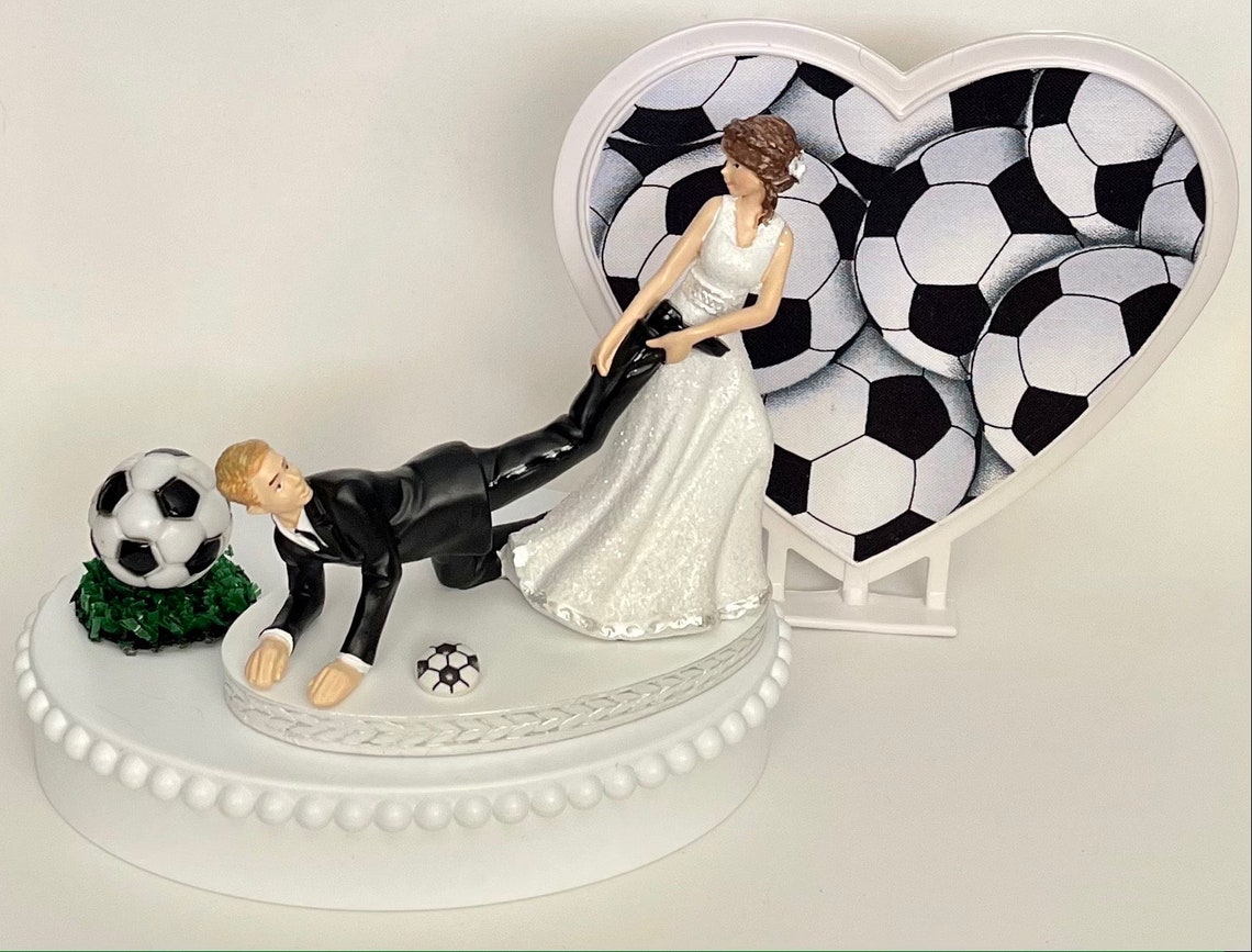 Wedding Cake Topper Soccer Themed Ball Turf Running Humorous Etsy