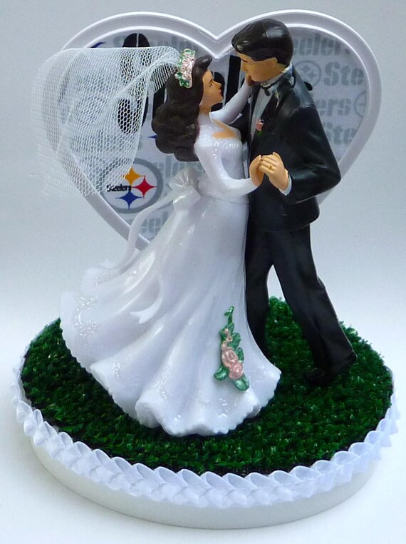 Wedding Cake Topper Pittsburgh Steelers Themed Football Couple Etsy
