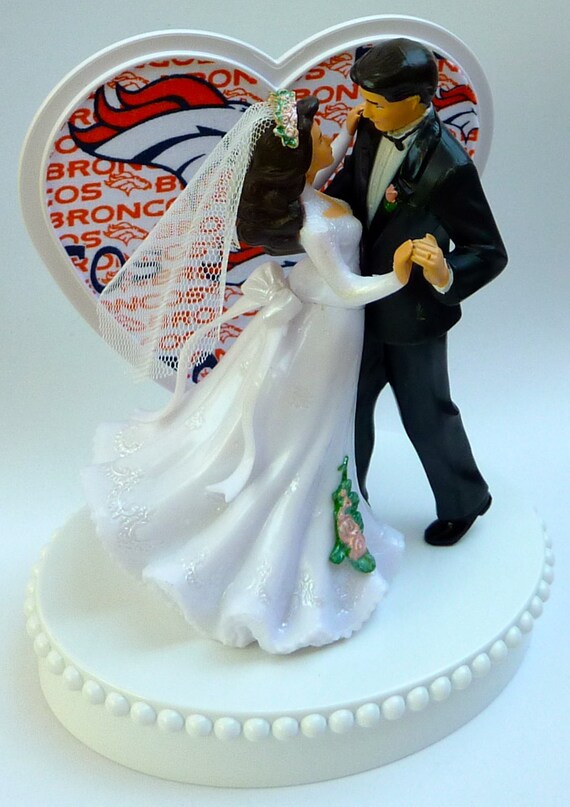 Wedding Cake Topper Denver Broncos Themed Couple Dancing Bride Etsy