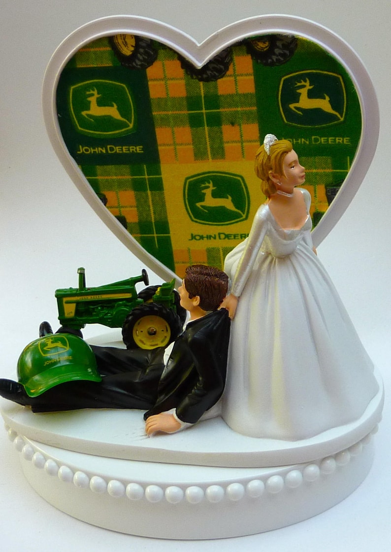 Wedding Cake Topper John Deere Green Tractor Themed w