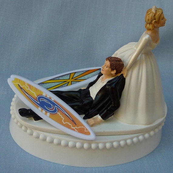 Wedding Cake Topper Surfing Surfboard Surfer Groom Themed