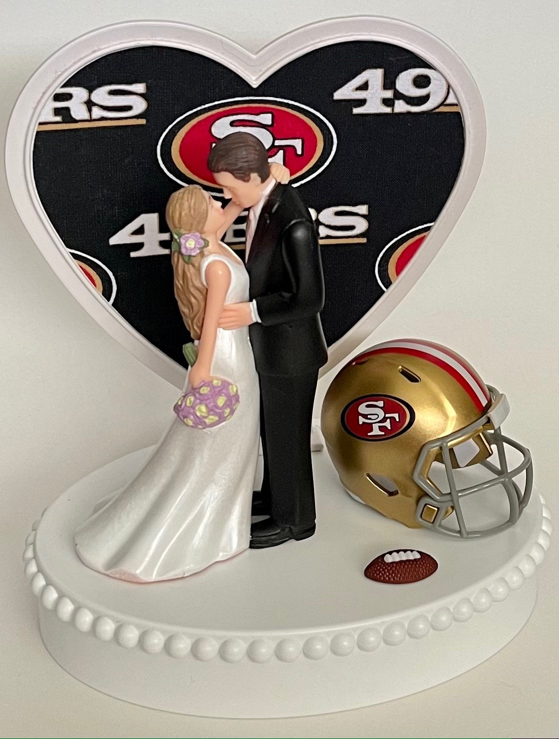 San Francisco 49ers Cake Topper Bridal Funny Humorous Wedding Day Reception  Football team Themed Hair color changed 4 free