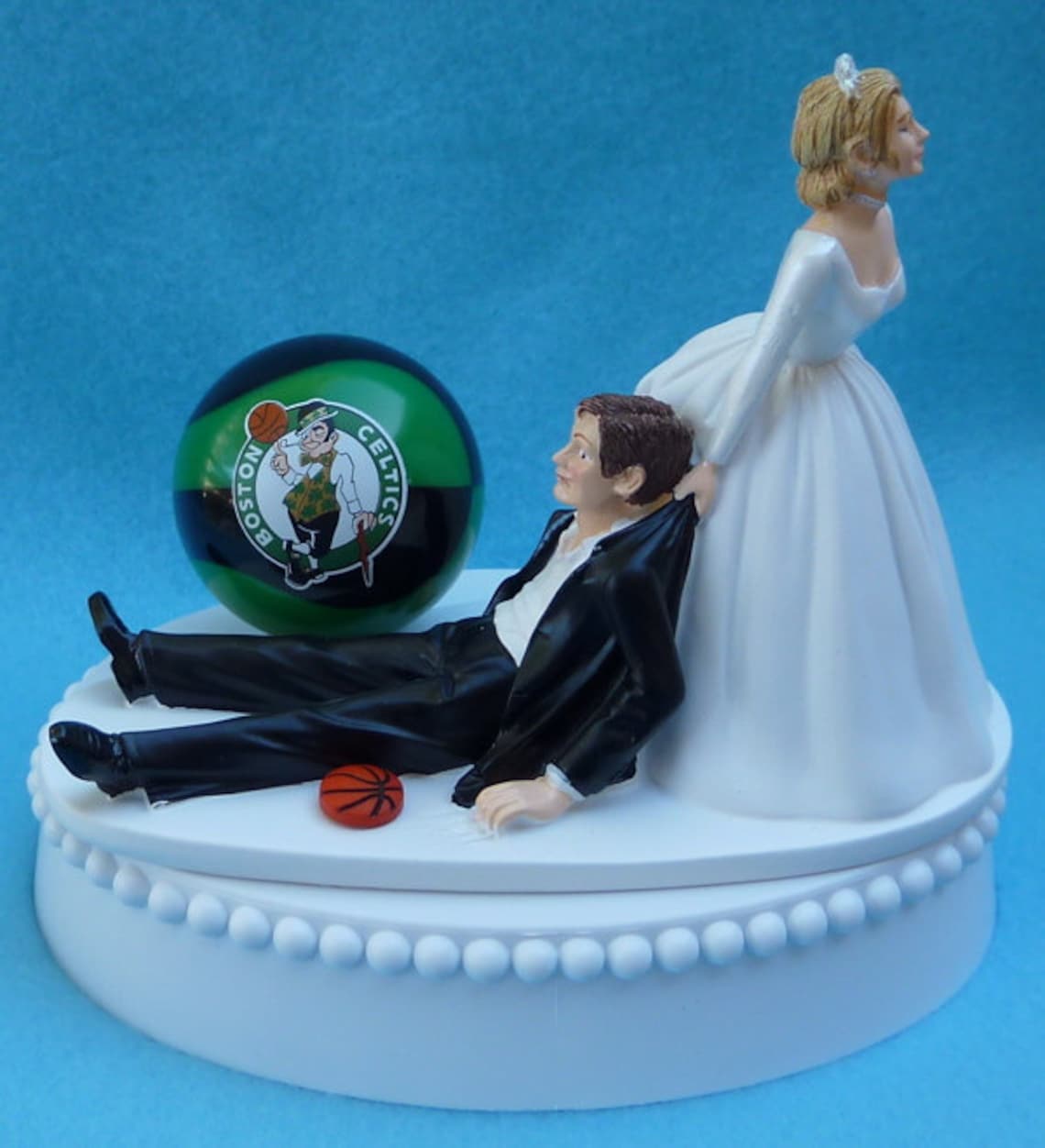 Wedding Cake Topper Boston Celtics Basketball Themed w/ Bridal | Etsy