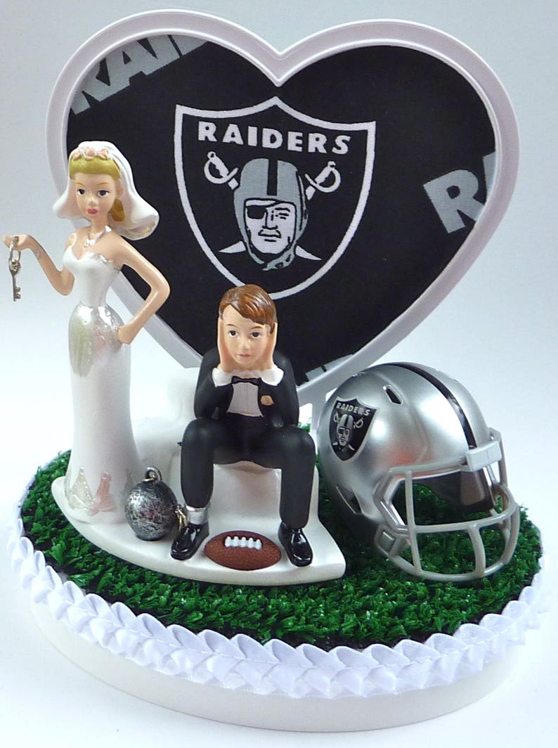 Wedding Cake Topper Oakland Raiders Football Themed Ball
