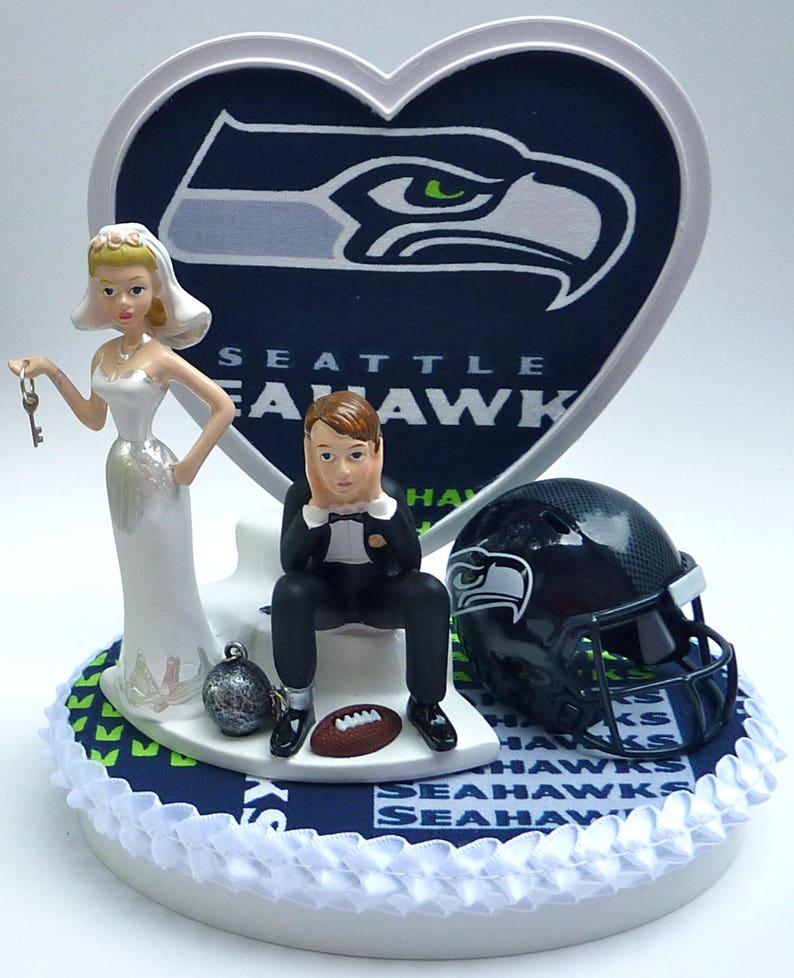 Wedding Cake Topper Seattle Seahawks Football Themed Ball and Etsy